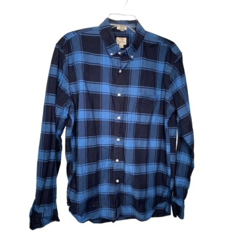 J Crew Mens Shirt size‎ Large All Cotton Oxford Long Sleeve Button Up Slim